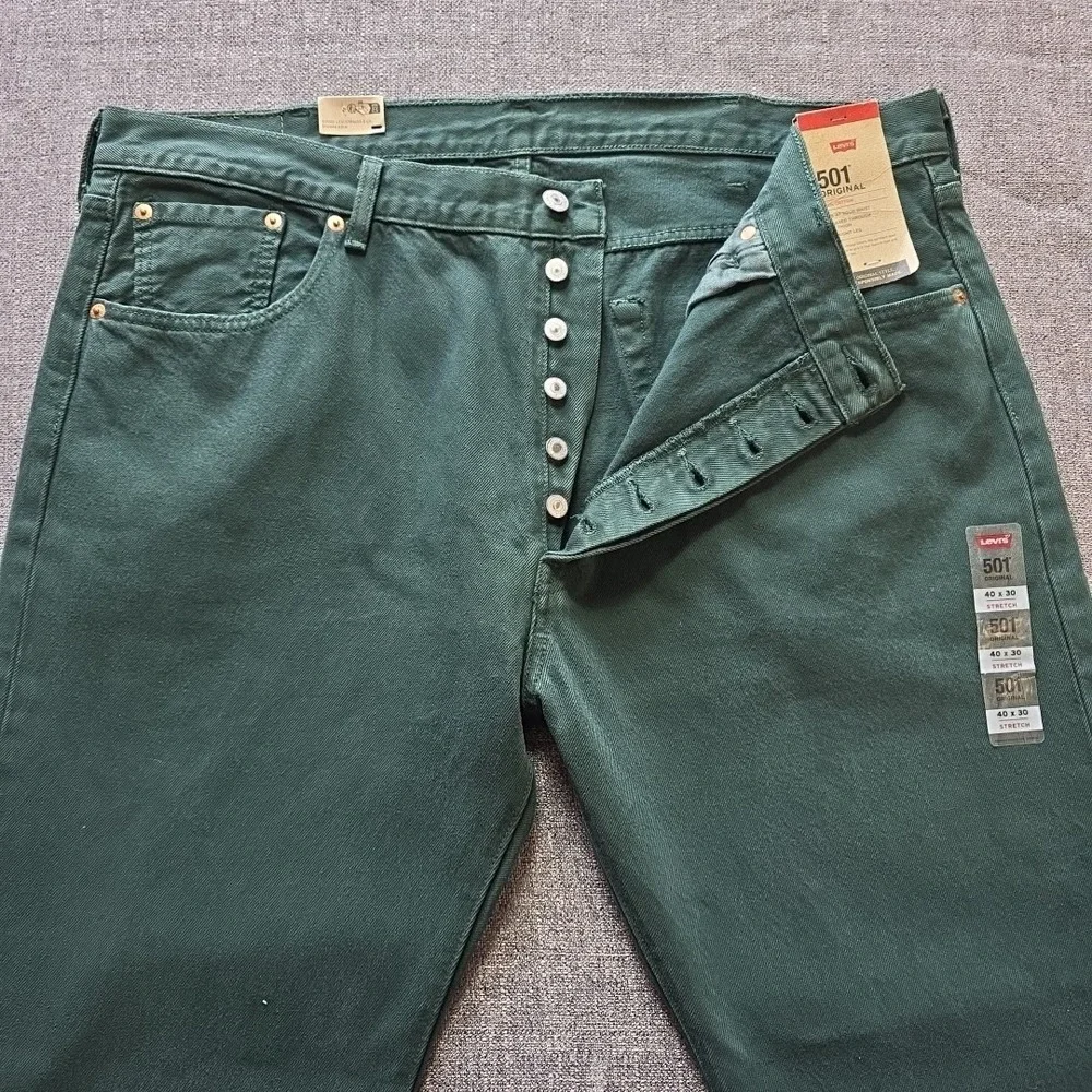 Levis 501 Original Fit Jeans Green 40x30 Straight Leg Button Fly Mens NWT